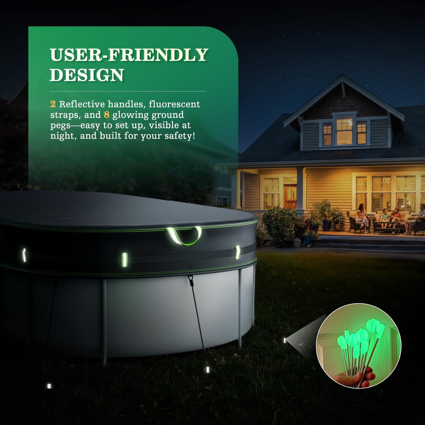 UIRWAY 500D Pool Cover 10x16FT Oval [2026 Upgraded Heavy Duty Fabric] Solar Pool Covers for Above Ground Pools, Swimming Pool Covers Including Windproof Straps and Luminous Ground, UV Resistant