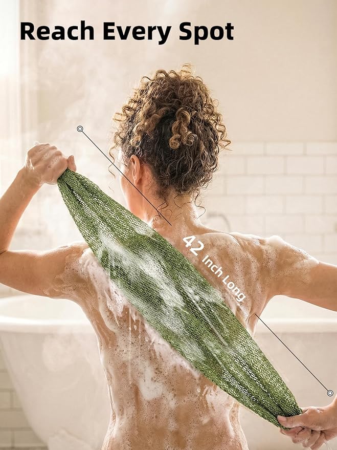 Cleangor 2Pcs African Net Sponge Authentic with Knots - Exfoliating Body Scrubber for All Skin Types, African Bath Sponge, Wash Cloth, Gentle Exfoliation Shower Rag for Women Daily Use