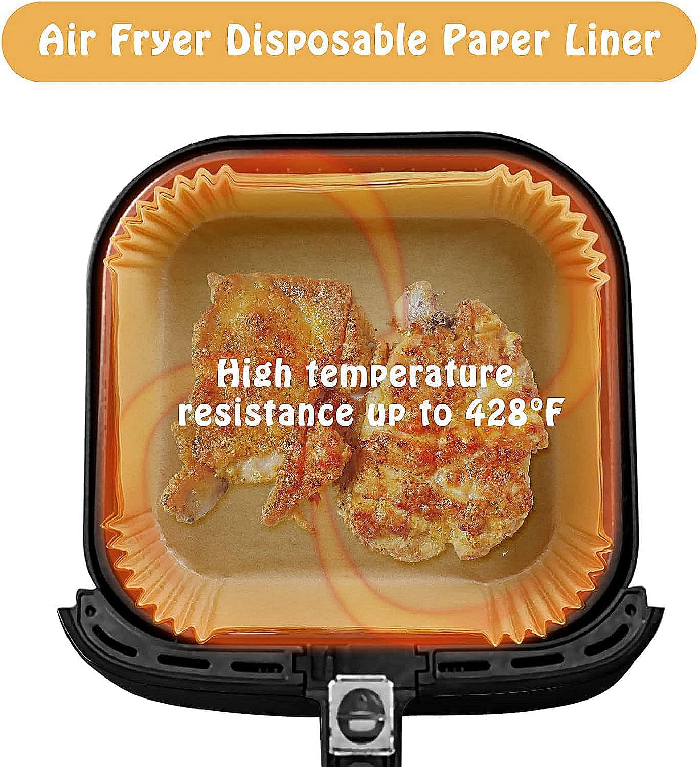 Air Fryer Liners Disposable for Most Small Air Fryer 2-5 Qt, 150 Pcs Square Parchment Paper Mini Air Fryer Liners for 2-5 Qt