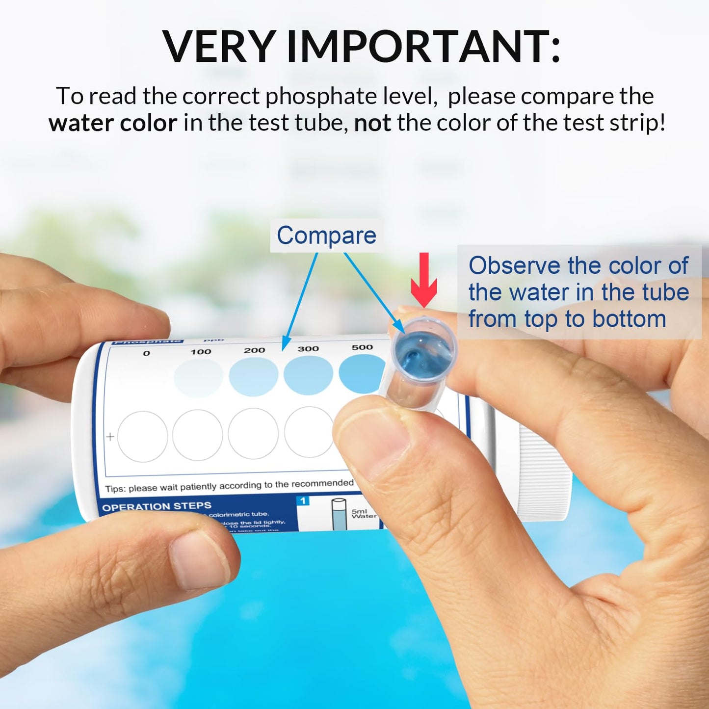AKSBTEC Phosphate Test Kit - Pool Phosphate Test kit-50 Counts Phosphate Test Strips for Swimming Pool, Spa, Hot Tub,Aquarium,Fish Tank- Phosphate Test kit for Freshwater,Saltwater Testing