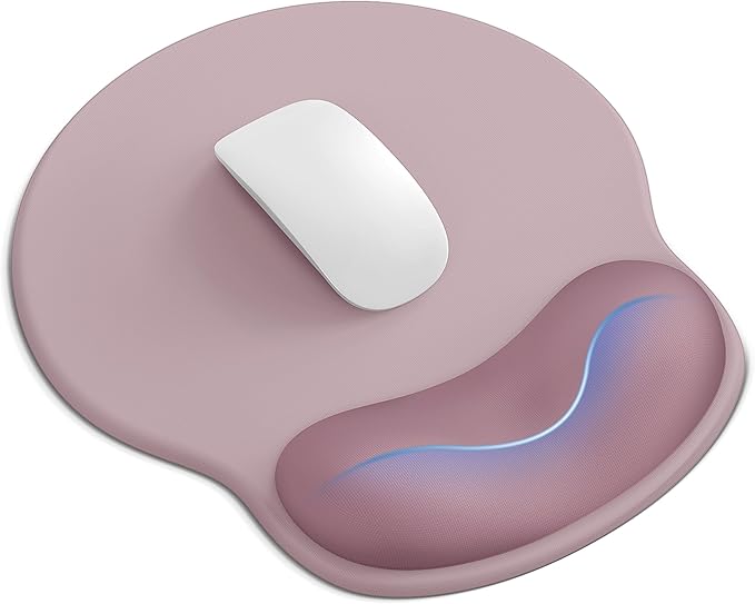 Laborio Mouse Pad with Wrist Rest, Ergonomic Mouse Pads for Desk, Office Non-Slip Mousepad with Gel Wrist Support(Rose Pink, 10.6''L x 9''W)