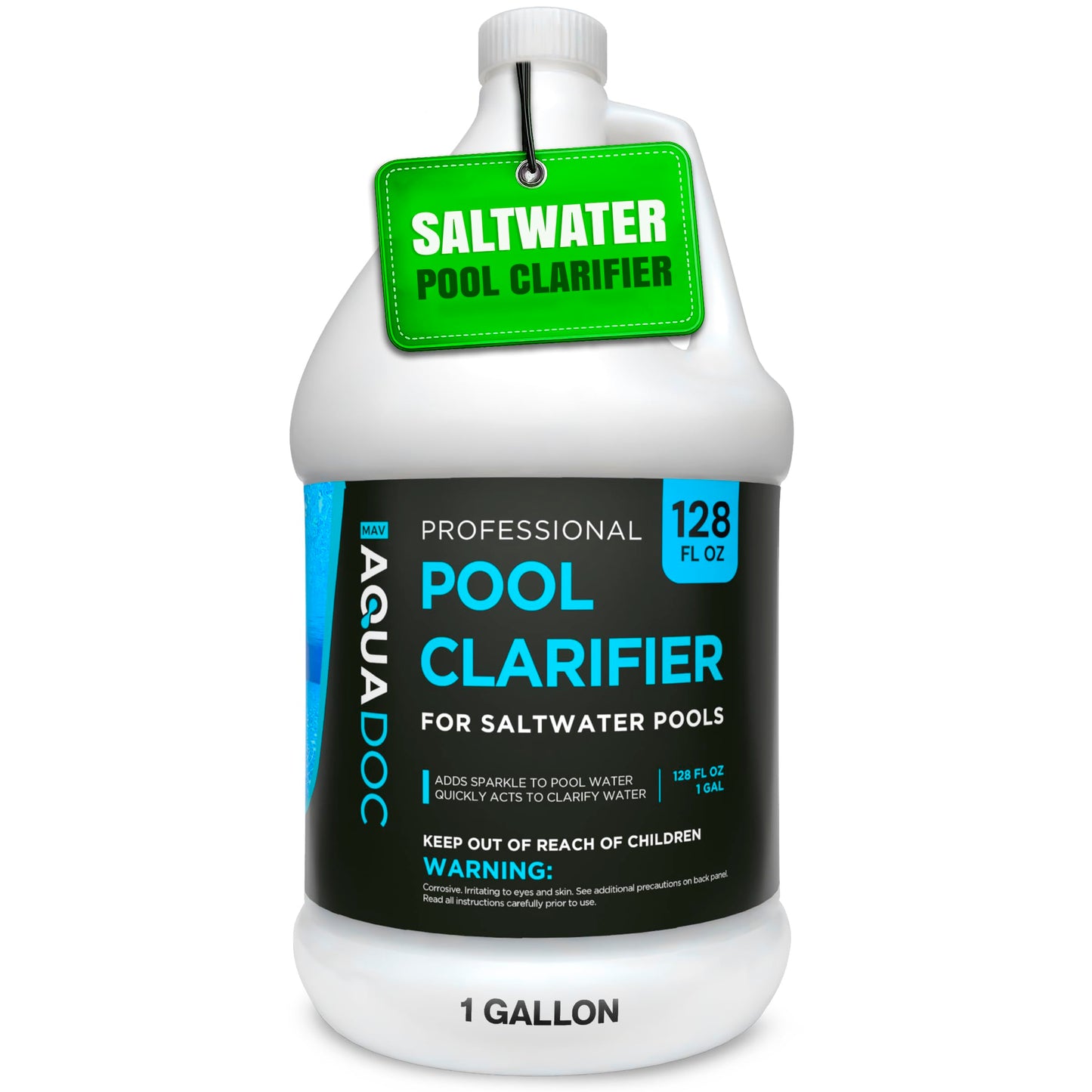AquaDoc Pool Clarifier for Saltwater Pools - 128 oz - Swimming Pool Water Clarifier for Inground and Above Ground Pools to Help Improve Clarity and Filtration - Made in USA