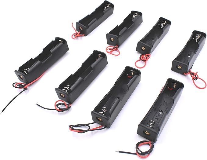 Art&Beauty Pack of 8 Wire Lead Battery Storage Box Case Holder for 18650 Button Top Single Battery