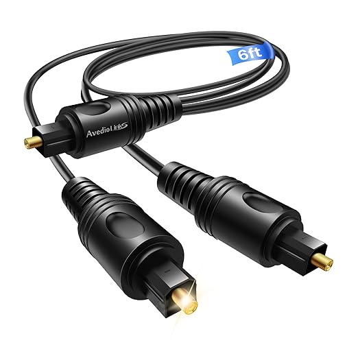 avedio links Digital Audio Splitter 1 in 2 Out 6ft, Toslink Digital Fiber Optic Audio Splitter 1 Male Input 2 Male Output (for Home Theatre, Xbox, PS3/PS4)