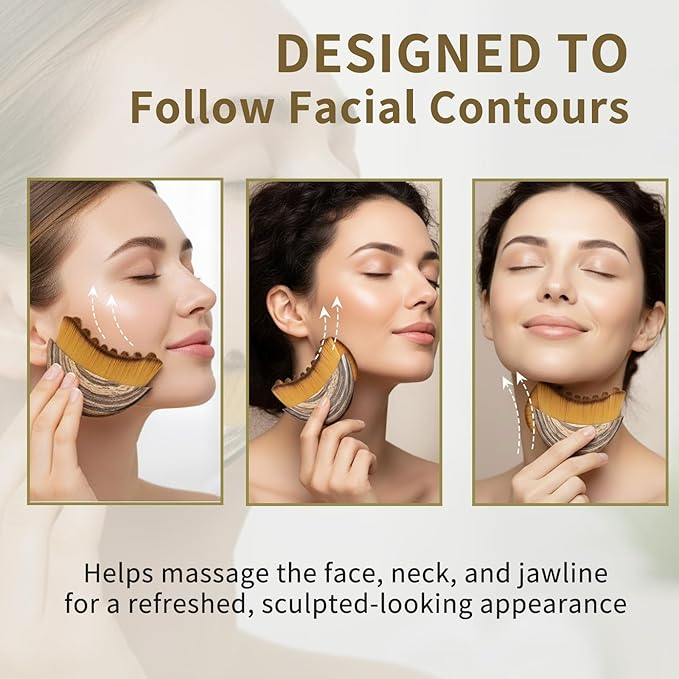 2PCS Lymphatic Contour Face Brush, Lymphatic Drainage Brush, Gentle Facial Sculpting for Jawline & Cheeks, Ergonomically Designed to Fit The Skin Precisely