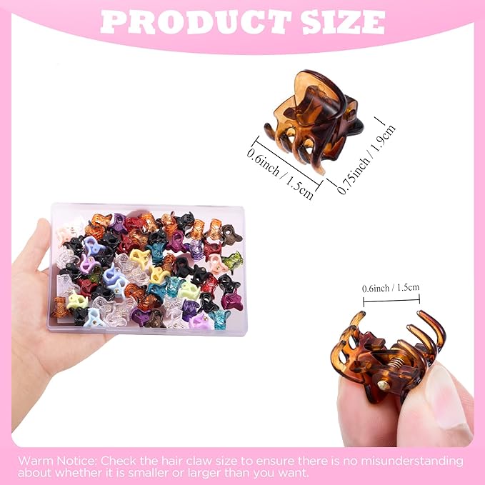 Mini Hair Claw Clips for Girls and Women, Funtopia 72 Pcs Small Hair Clips Pins Clamps Non Slip Tiny Plastic Jaw Clips (Assorted Colors)
