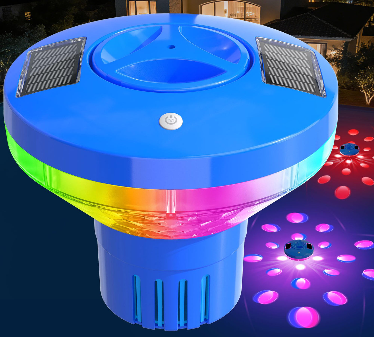 AquClor 2026 New Pool Chlorine Floater,Large Capacity Chlorine Floaters for 5 * 3'' Chlorine Tabs,Solar Chlorine Floater w/Light,Adjustable Floating Chlorine Dispenser for Pool,Hot Tub,Blue