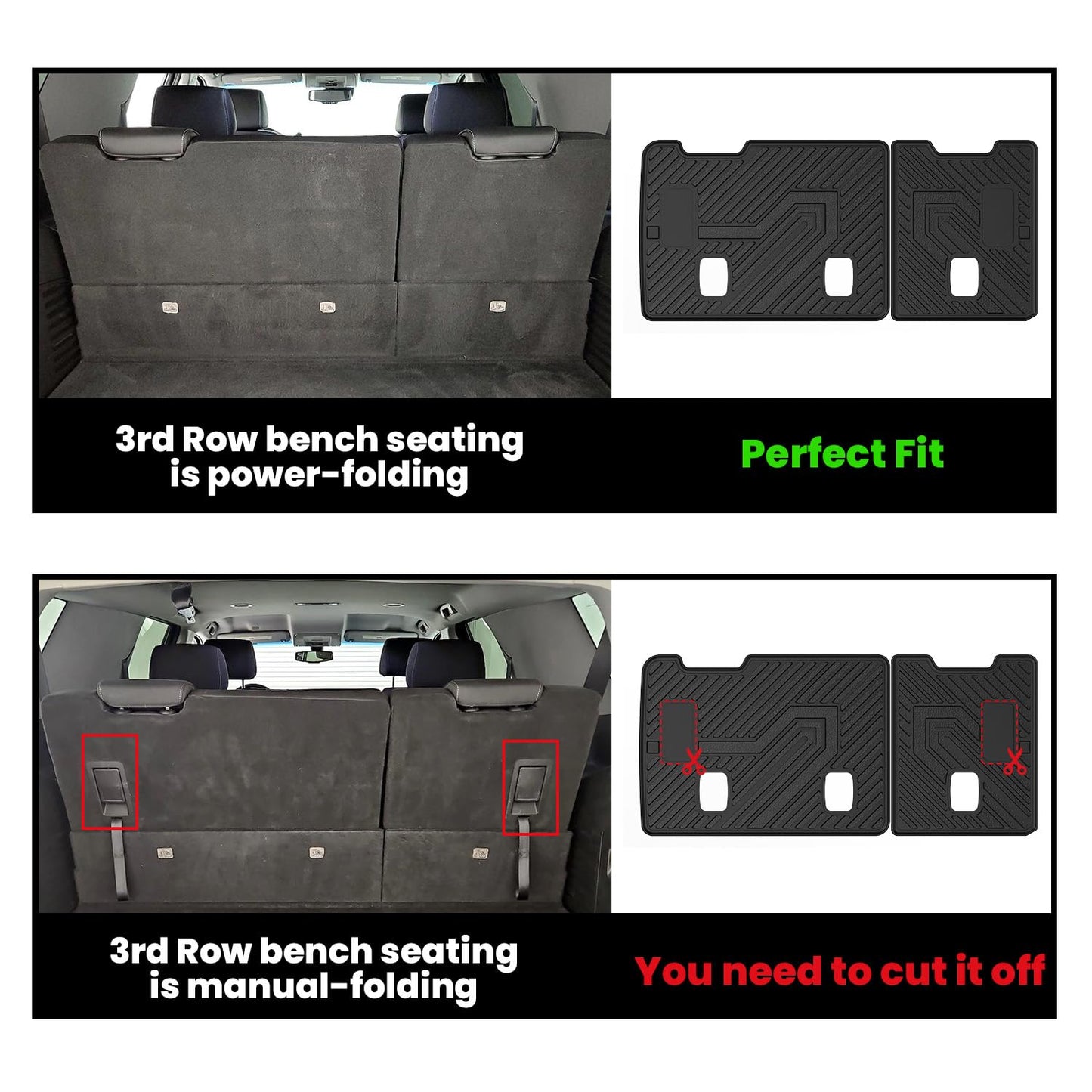 LASFIT Floor Mats & Cargo Liner 2015-2020 & Only 7/8 Seats (Not for 9 Seats) for Chevrolet Chevy Tahoe/GMC Yukon(Only Yukon, Not Fit Yukon XL), All Weather TPE Custom Fit Car Floor Liners