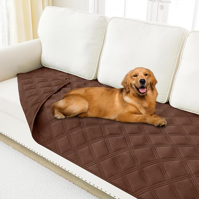 Smiry Waterproof Dog Bed Cover Blanket 40x70, Soft Reversible Pet Blanket, Washable Leakproof Cats Dogs Couch Cover for Sofa, Couch, Furniture, Brown/Brown
