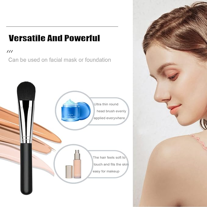 Facial Mask Application Brush, Black+White Soft Man-made Fiber Brush Head Cosmetic Tool for Body Lotion, Mud, Clay, Charcoal Mixed Mask