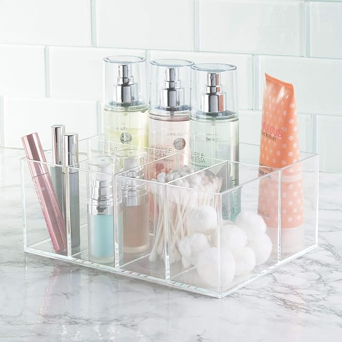 iDesign 5-Section Divided Vanity Organizer for Cosmetic Storage - Clear (Pack of 4)