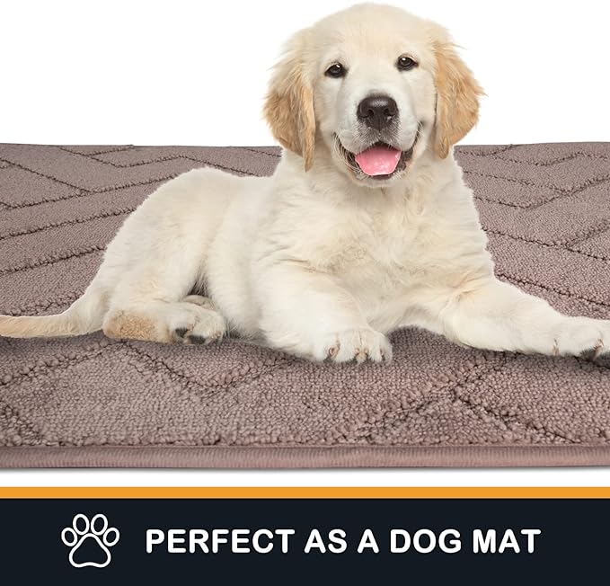PURRUGS Dirt Trapping Door Mat 32" x 70", Non-Slip Machine Washable Entry Rug, Dog Doormat, Indoor Front Door Mat, Super Absorbent Entryway Rug for Muddy Shoes & Paws, Grayish Brown