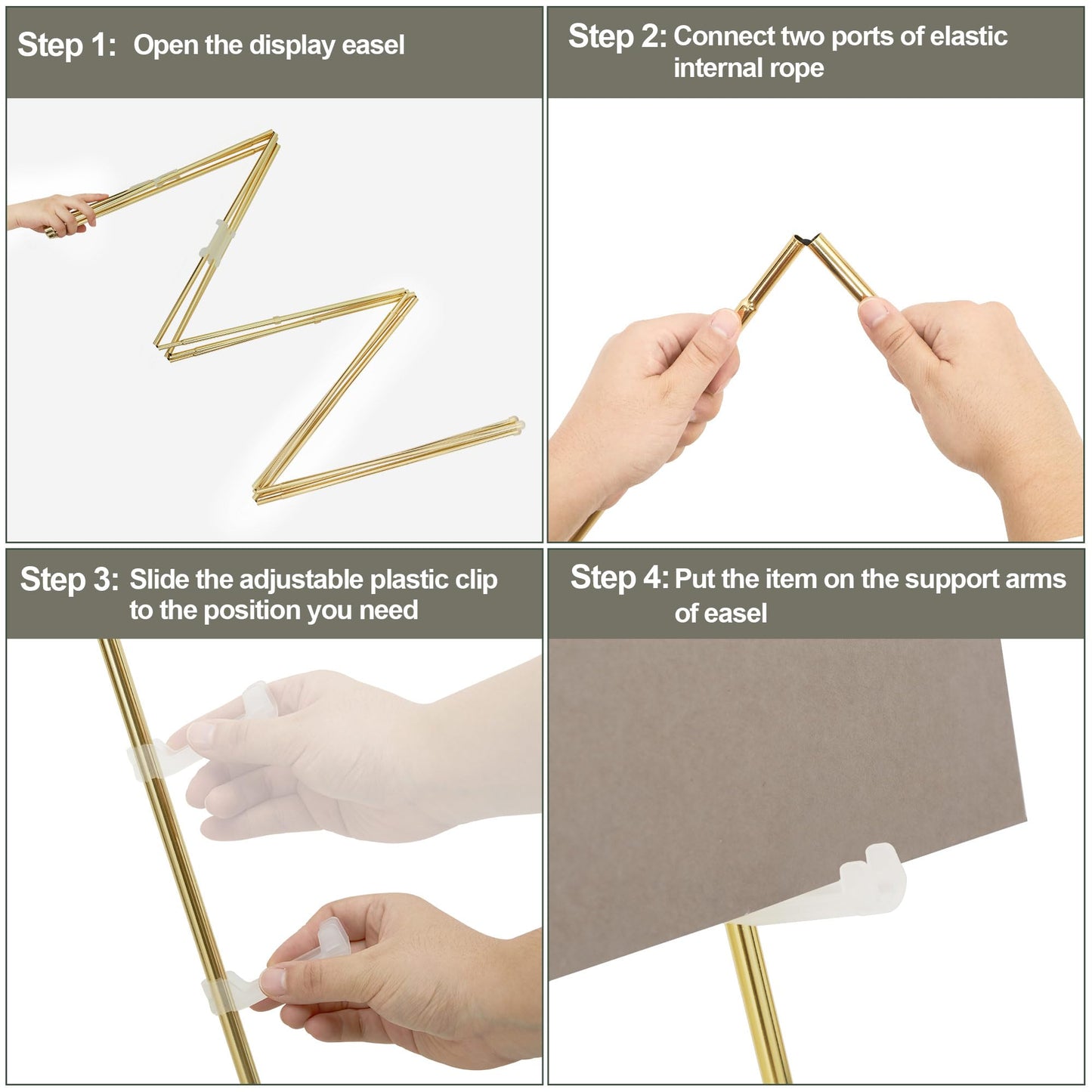 DANMO Easel Stand for Wedding Sign Poster 63'' Instant Display Floor Adjustable Metal Art Easel Gold