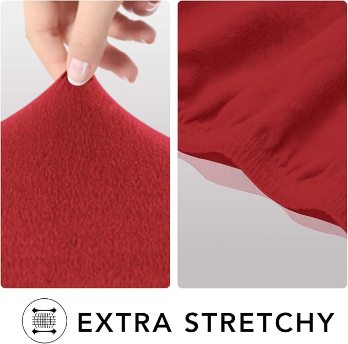 PureFit Super Stretch Chair Sofa Slipcover with Pocket – Spandex Non Slip Soft Couch Sofa Cover, Washable Furniture Protector with Elastic Bottom for Kids, Pets （Recliner, Red）