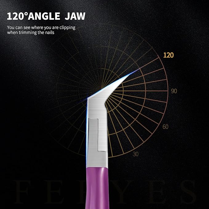 FERYES Toenail Clipper Straight Blade for Ingrown and Thick Nails - Stainless Steel and Sharp Pointed Tip Ingrown Nail Clipper – Wide Jaw Toe Nail Cutter Ingrown Tool