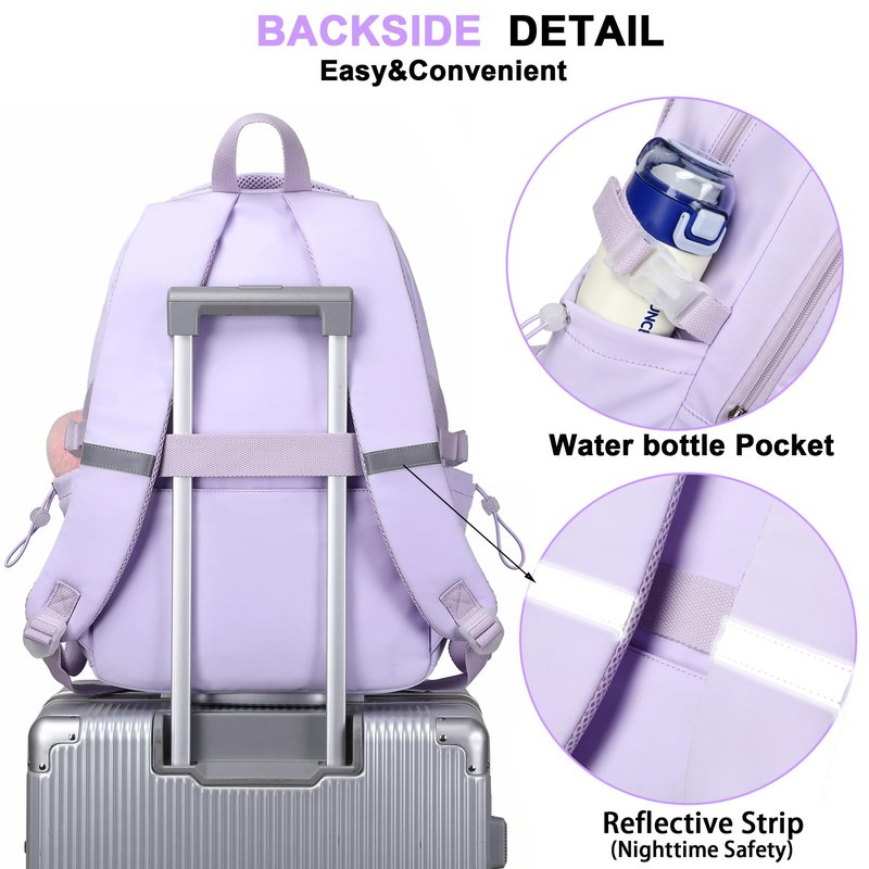 YOJOY Laptop Backpack 15.6 Inch College Backpacks for Women, School Backpack for Girls,Students Aesthetic Anti Theft Travel Daypack Large Bookbags Middle High School Back Pack(Purple)
