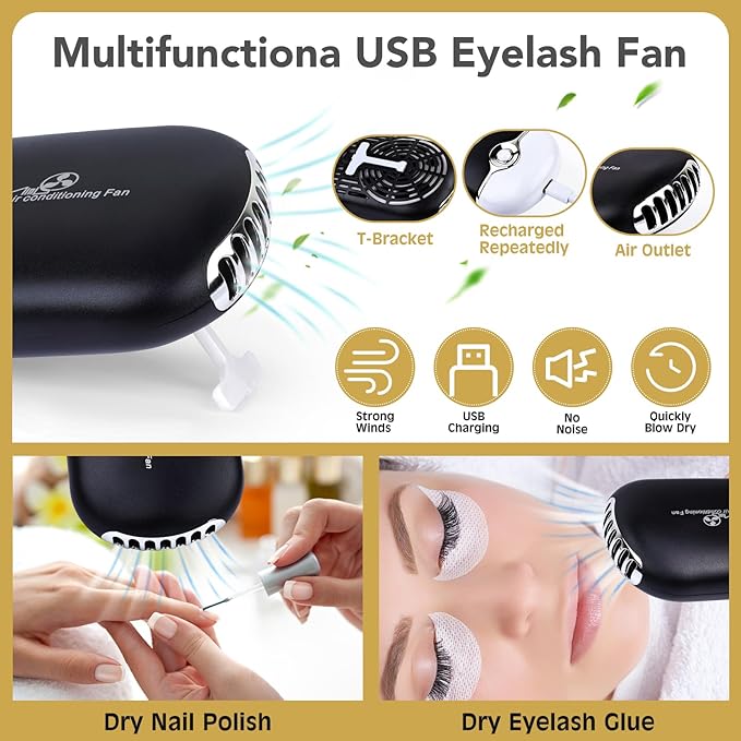 Eyelash Extension Kit for Beginners, Professional Lash Extension Kit with Mannequin Head, Lash Starter Kit with Lash Fan, Lash Extension Supplies for Practice Training Kit(Black)