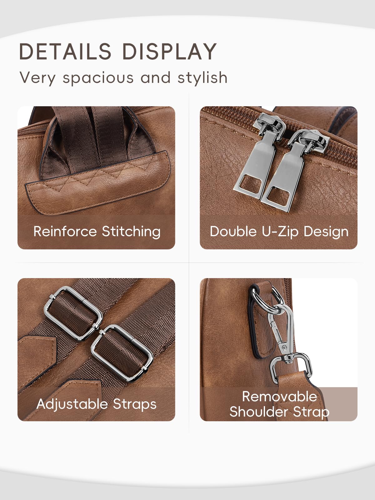 CLUCI Backpack Purse for Women, Womens Backpack Purse, Leather Anti-theft Large Fashion Designer Travel Bag Ladies Shoulder Bags