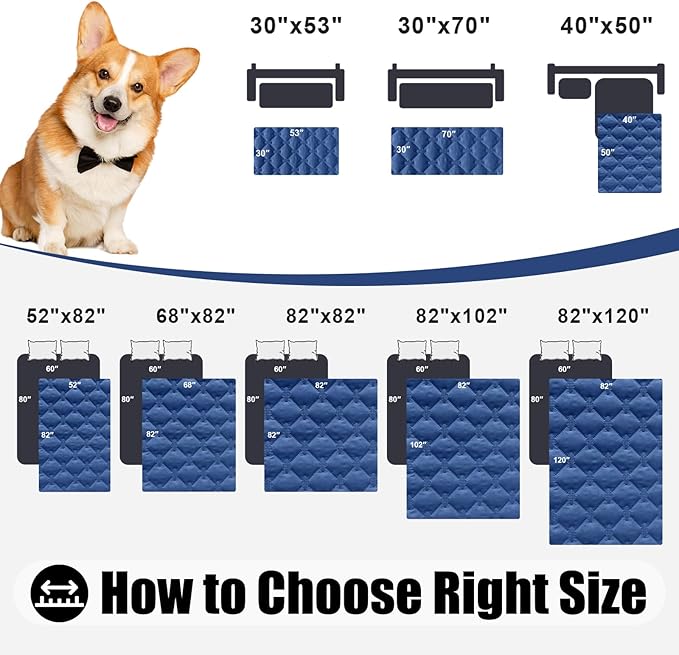 Smiry Waterproof Dog Bed Cover Blanket, Soft Reversible Pet Blanket, Washable Leakproof Cats Dogs Couch Cover for Sofa, Couch, Furniture (52x82 Inch, Navy/Blue)
