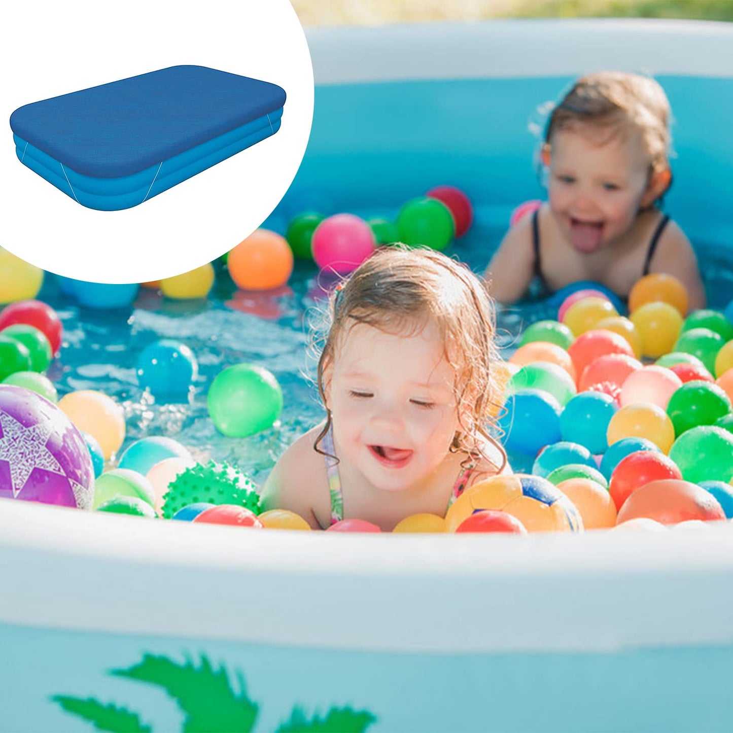 Rectangle Pool Cover, Inflatable Underground Pool Cover Dust and Rainproof Home Pools Cover, Fits 120 in x 72 in Frame Pool and Solar Cover for Garden Outdoor (10ft X 6ft)
