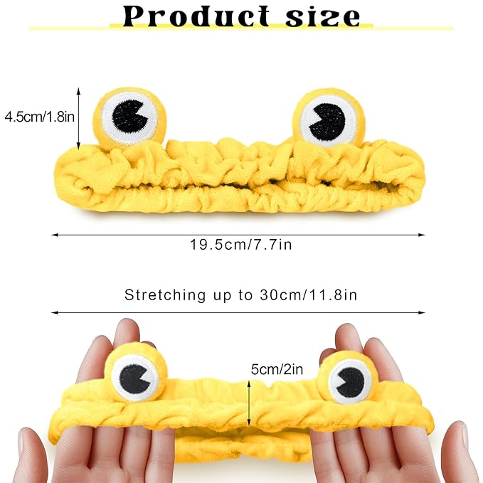 Jowmoy yellow Frog Eye Elastic Headband - Versatile for Spa, Skincare, Makeup, Face Wash, Fun Gift for Women (1 Pack)