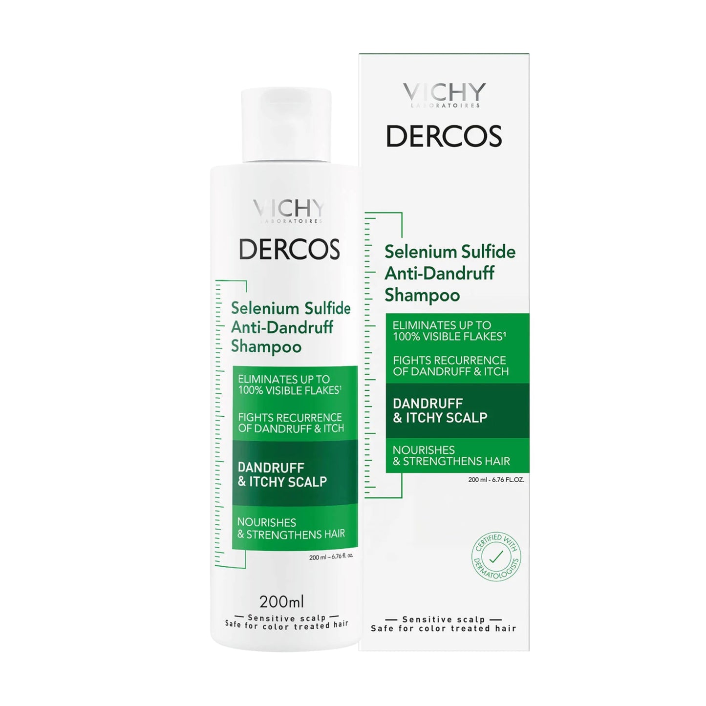 Vichy Dercos Anti Dandruff Shampoo, Dry Scalp Treatment and Itch Relief. Prescription Strength Comparable to 2% Ketoconazole, for Mild to Severe Dandruff-Prone Hair & Flaky, Itchy Scalps, 6.76 Fl. Oz