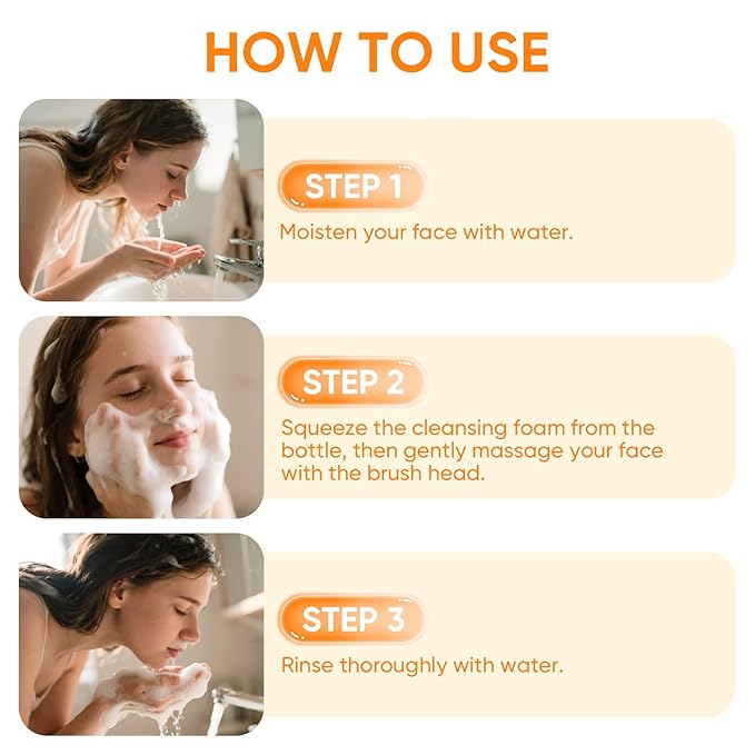 femani 2pcs Glow Wash Turmeric Face Wash With Brush, Deep Cleansing Exfoliating Foaming Facial Cleanser, Improve Skin Condition