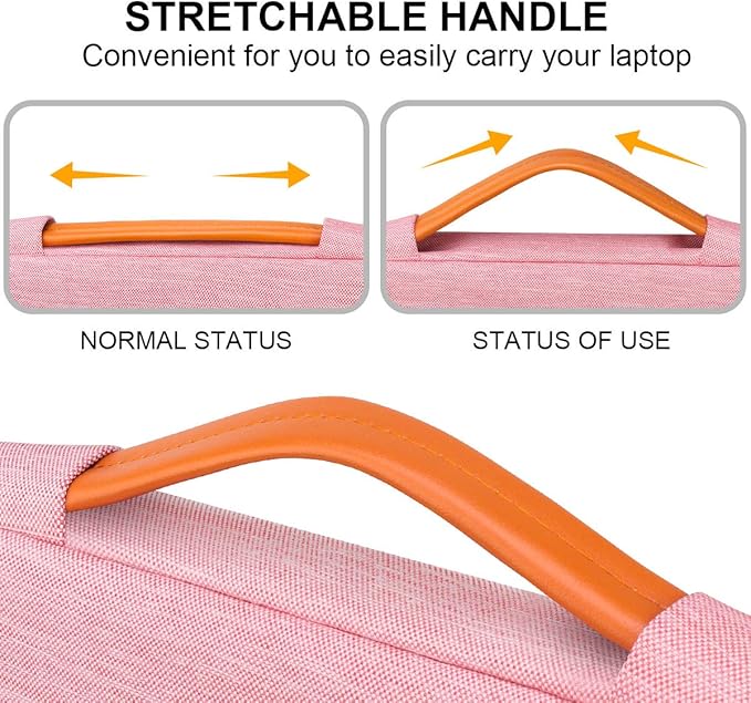 Lacdo 360° Protective Laptop Sleeve Case for 14 inch MacBook Pro M5 Pro/Max A3426 A3427 (2026), M5/M4/M3/M2/M1 A3434 A3112 A3401 A3185 A2918 A2992 | 13.8 inch Surface Laptop 7th Computer Bag, Peach