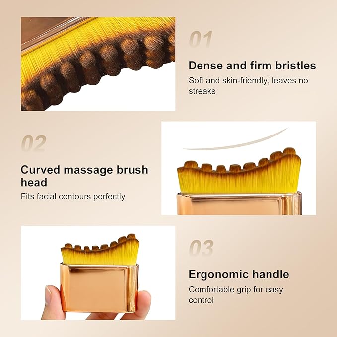 [Upgraded] Facial Lymphatic Contour Face Brush Ã¢ÂÂ Rounded Edge & Soft Bristles Sculpting Tool for Face, Lymphatic Drainage-Inspired Massage Brush for Skincare Routine
