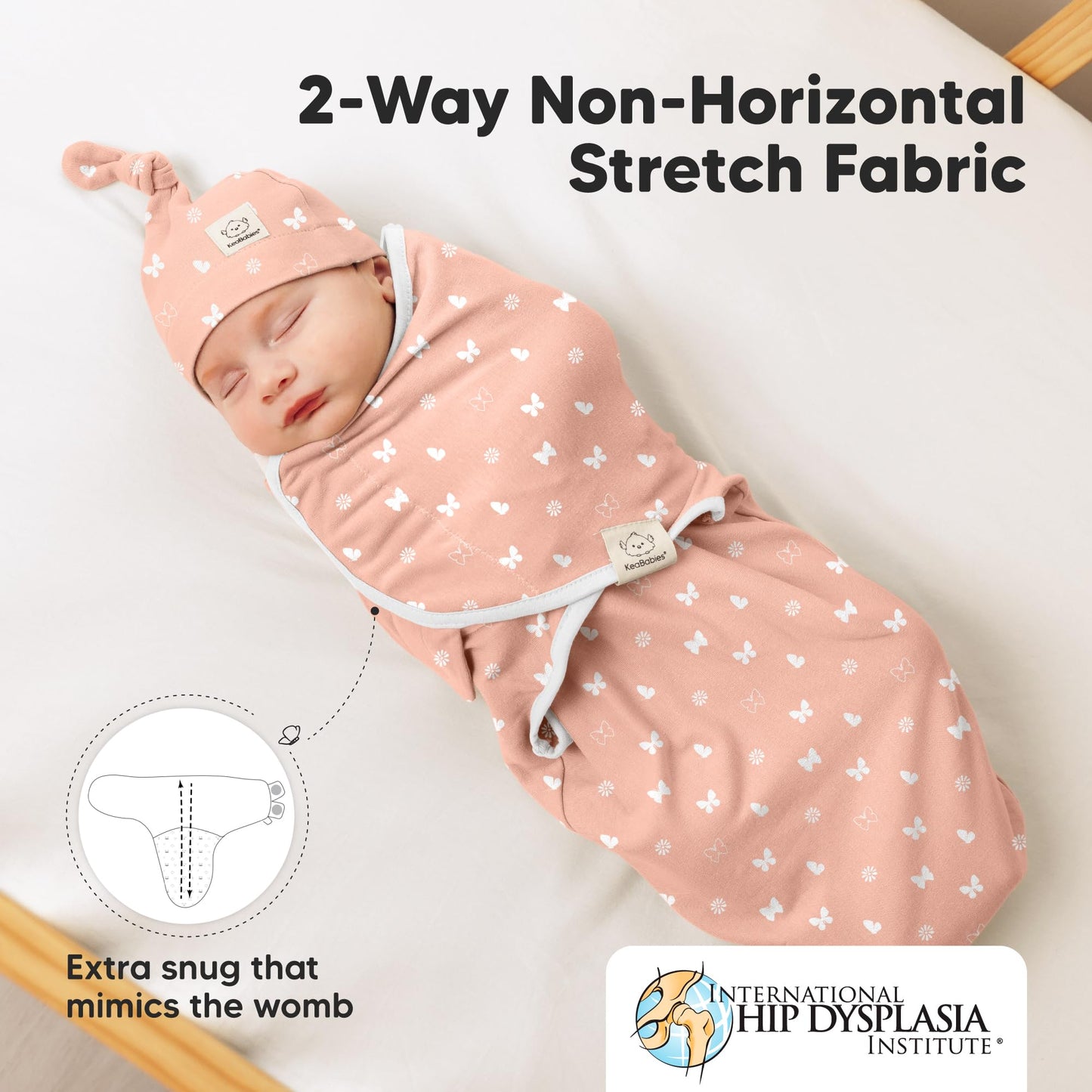 KeaBabies 3-Pack Swaddles for Newborns, Girls, Boys with Hats - Organic Soft Baby Sleep Sacks, Breathable Baby Swaddle 3-6 Months Beanies Set, Premie Infant Sleep Sack 0-3 Months (Butterflies)