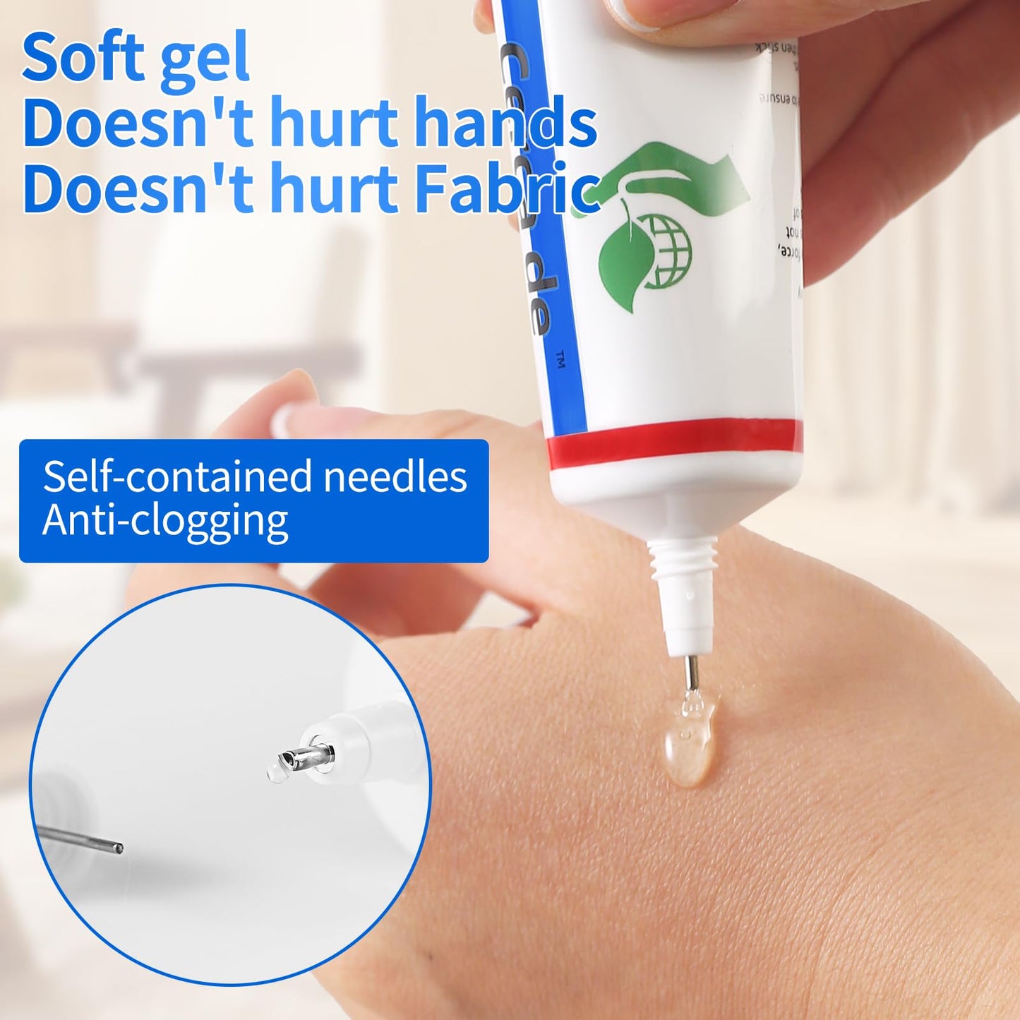 Cerca de Fabric Glue，Mighty mend Liquid Stitch Fabric Adhesive，Permanent，Clear，Strong, Waterproof for Repair and Patches, Clothes, Clothing Bonding 2oz。
