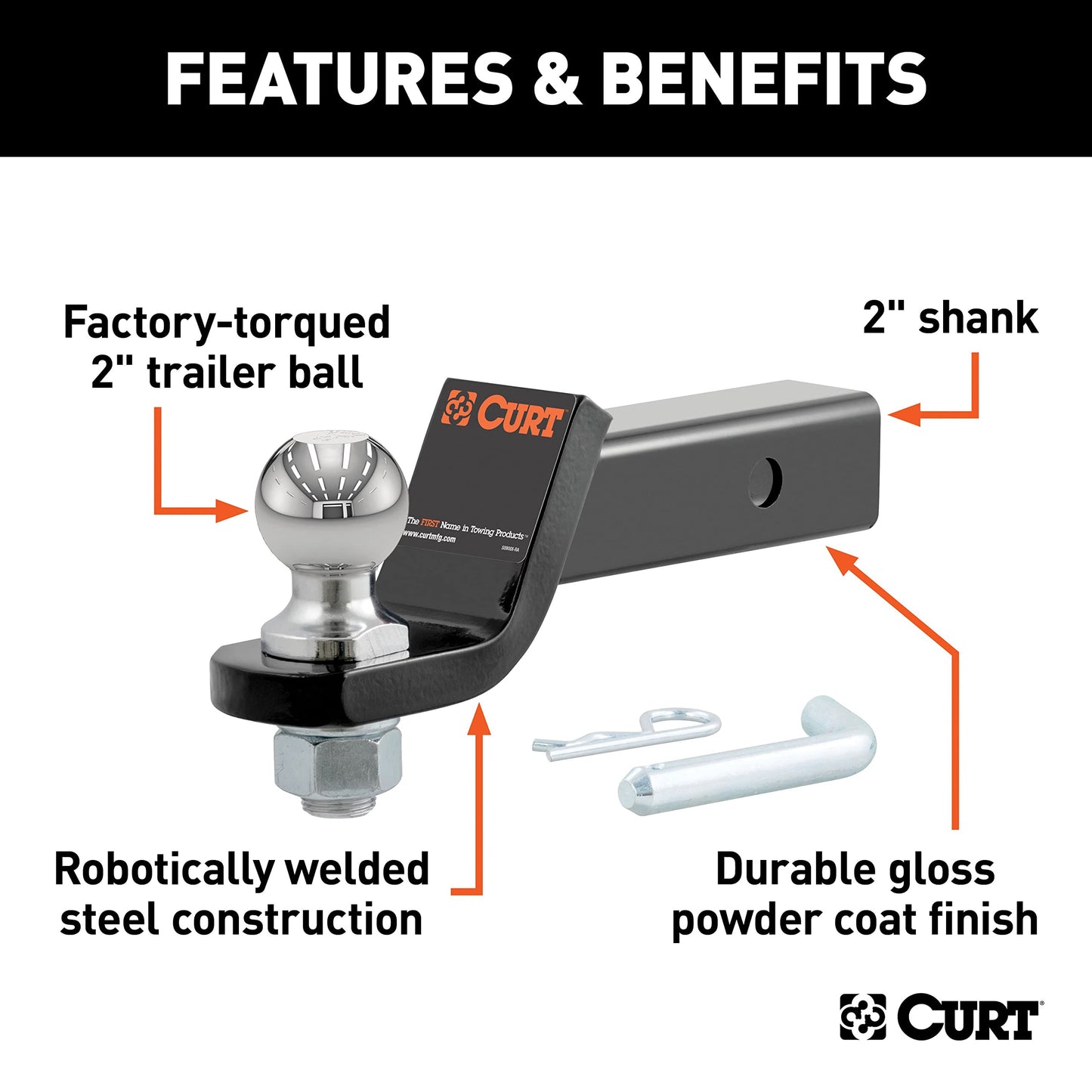 CURT Manufacturing 45036 Class III 2" Loaded Ball Mount with 2" Ball