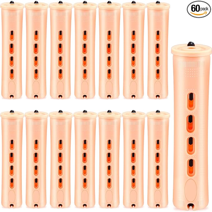 WILLBOND 60 Pcs Perm Rods for Long Hair Plastic Curl Rods Cold Wave Irons Curling Roller for Hair Styling Hairdressing Tools(0.78 Inch,Light Yellow)