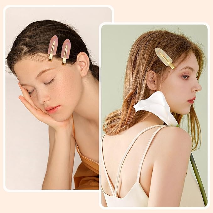 KesaPlan 10PCS No Bend Hair Clips, Jelly Glitter No Crease Hair Clips for Styling, Acrylic Resin Flat Duckbill Clips, Seamless Bang Hair Barrette for Women Girls Makeup Hairstyle Accessories
