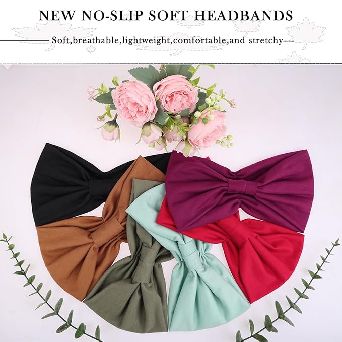 Kachanaa 6 Packs New Wide Headbands for Women's Hair,Non-Slip Soft Elastic Bandeau Hair Bands Makeup Yoga Workout Running Sweat Hair Wraps Fashion Hair Accessories