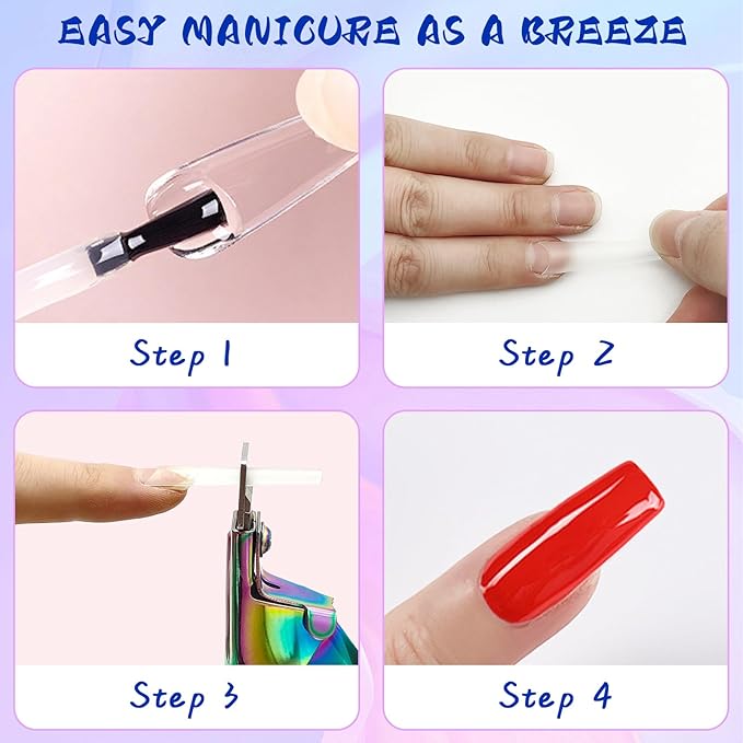 Acrylic Nail Cutter with Magnet Sizer & Length Measurement,Adjustable Stainless Nail Trimmer for Salon Home Nail Art, Professional Nail Clippers for Precise Manicures (Rainbow)