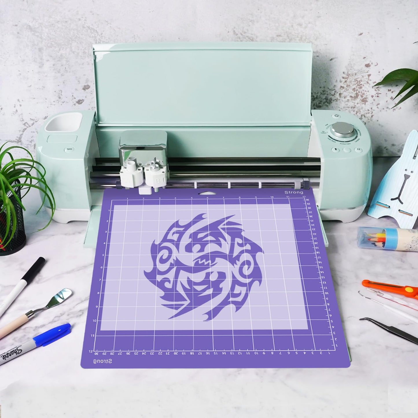 Gwybkq Cutting Mat, Compatible with Cricut Explore Air 2/Maker 6 Pack Strong 12x12 Purple Adhesive Sticky Non-Slip Cut Mats for Silhouette Cameo 4/3/2/1 Replacement Accessories for Crafts