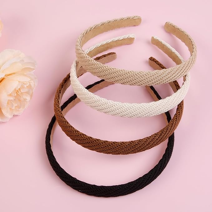 AIBFRID Headbands for Women Thin Knitted Hairbands Fashion Non Slip Headband for Women's Hair Cute Solid Colors Hair Accessories 4 PCS