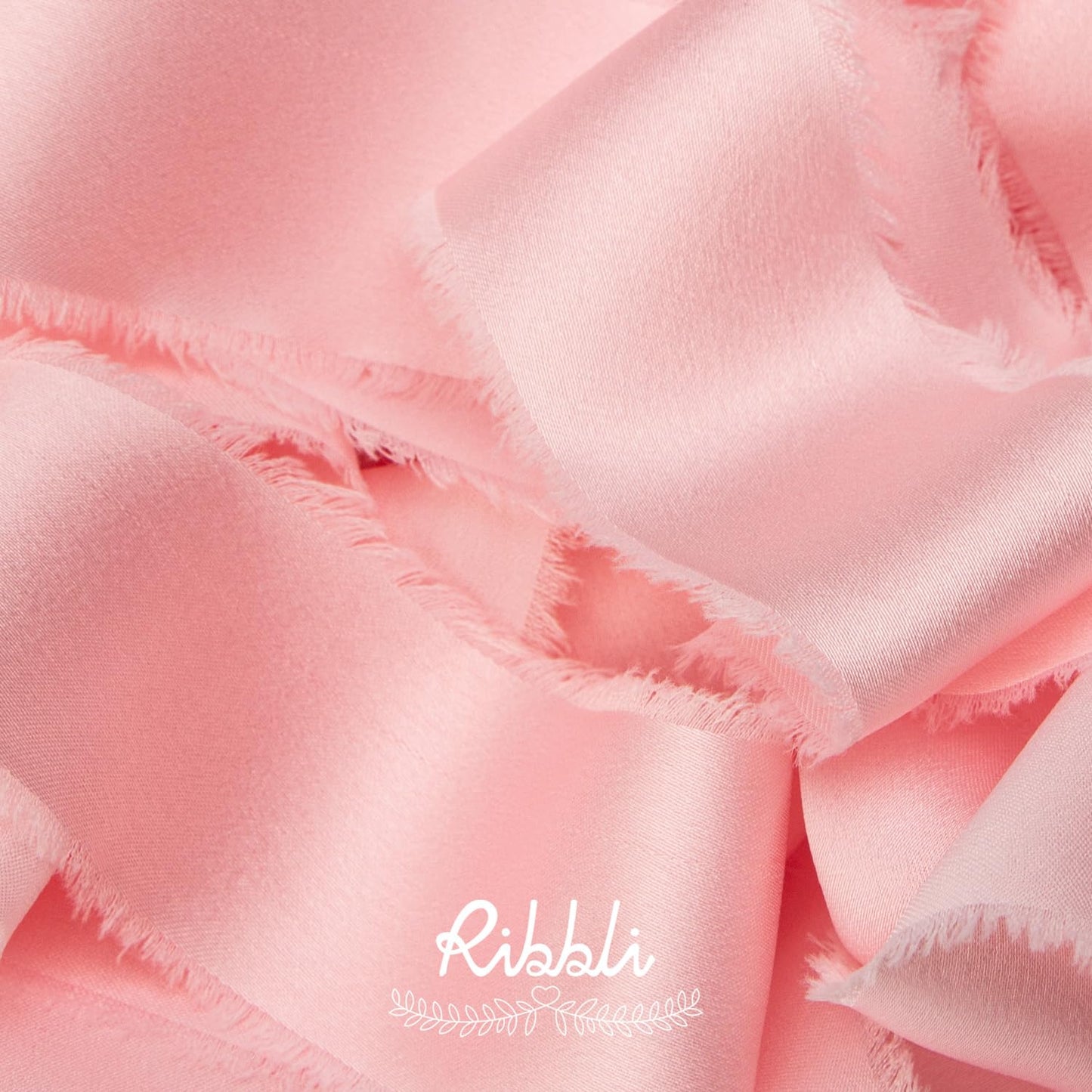 Ribbli Light Pink Silk Satin Ribbon 1.5 Inch x 30 Yard Handmade Frayed Chiffon Pink Ribbon for Gift Wrapping Wedding Invitations Bridal Bouquets Home Decor