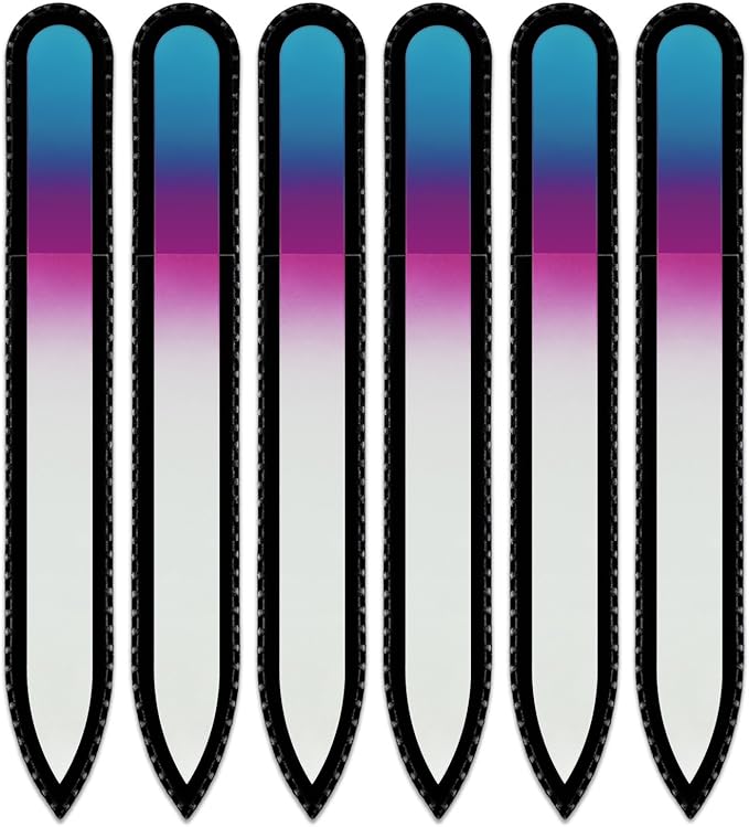 Mont Bleu Rainbow Crystal Nail File in Black Pouch - Czech Tempered Glass - Handmade in Bohemia (Czech Republic)