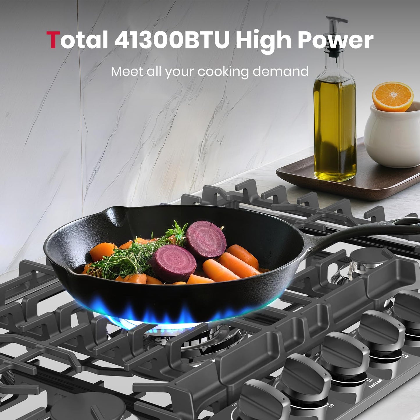 GASLAND Gas Cooktop 30 Inch with Griddle, Gas Stovetop with 5 Burners, Comes with Reversible Cast Iron Grill/Griddle, 120V Plug-in, NG/LPG Convertible, CSA Certified Black