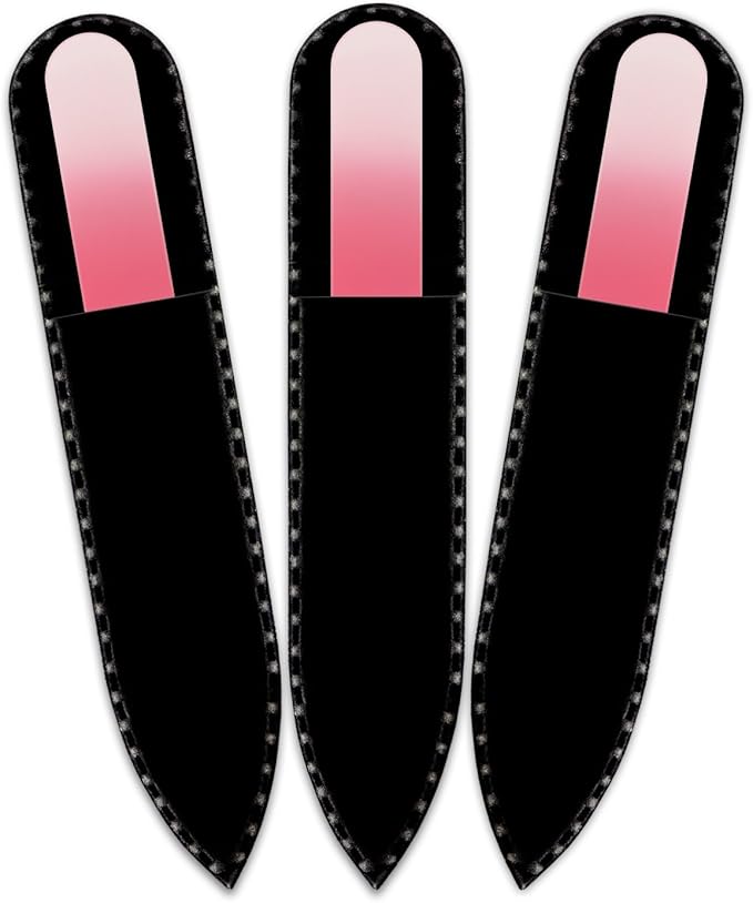 Mont Bleu Rainbow Crystal Nail File in Black Pouch - Small - Purse Size - Czech Tempered Glass - Handmade in Czech Republic - Glass Fingernail File for Manicure Nail Care