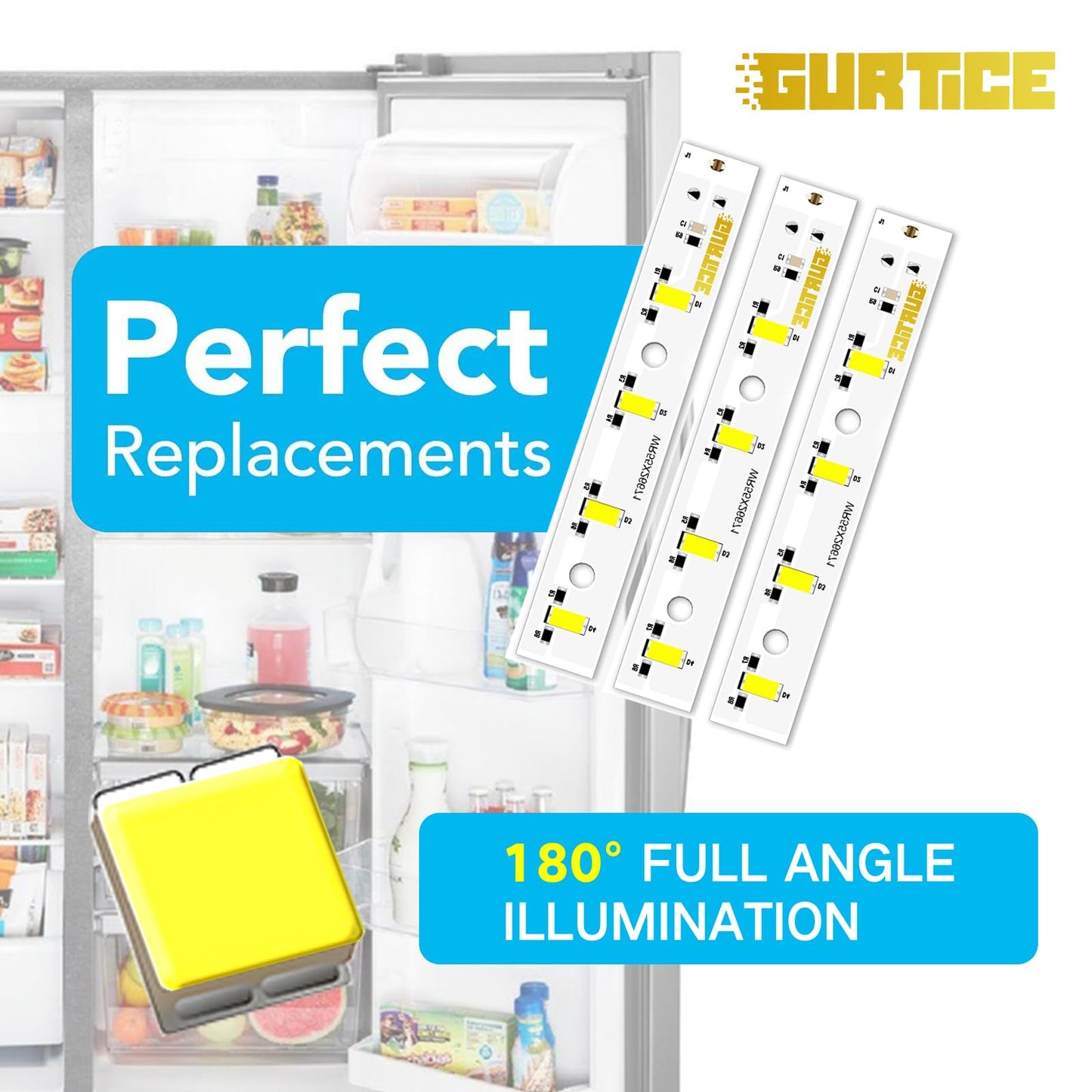 Gurtice New Upgraded 3 Pack WR55X26671 PS11767930 AP6035586 Led Light Board Compatible for GE Refrigerator Replace 4468532 EAP11767930 LED3344588