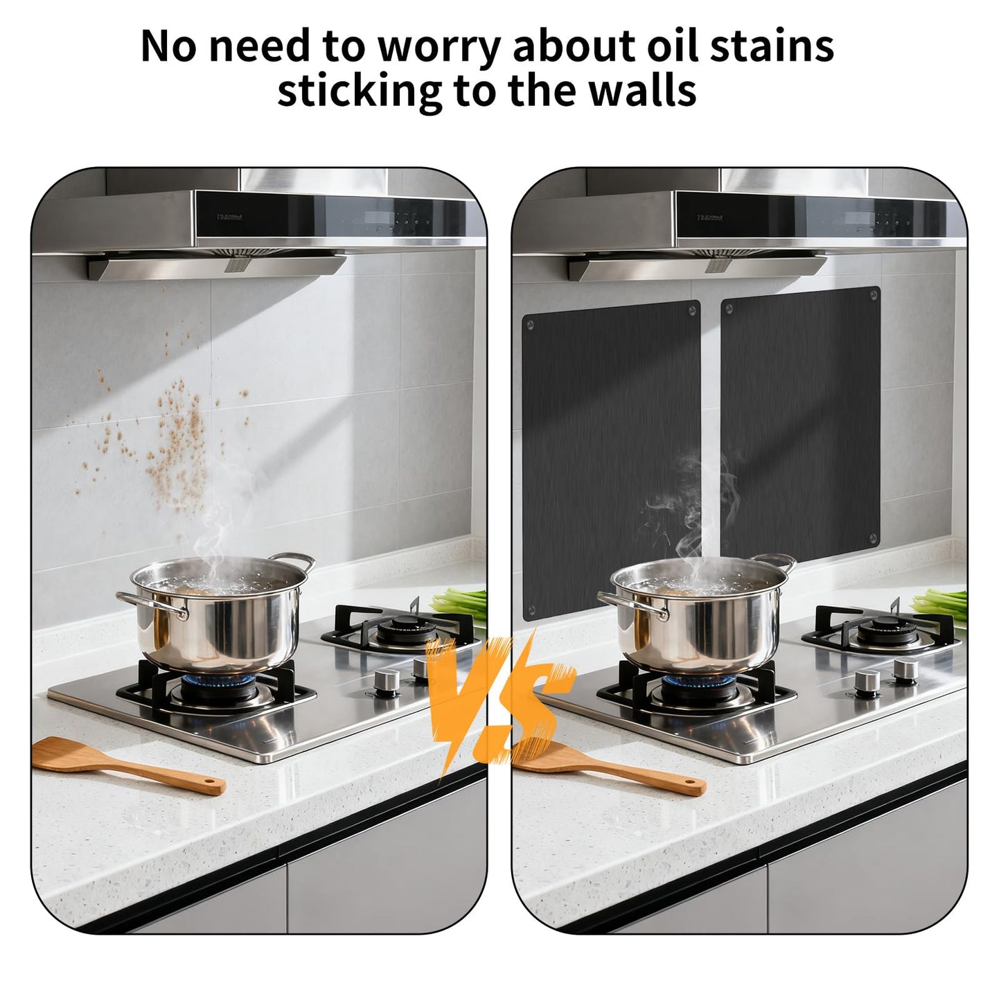 Stainless Steel Stove Backsplash Wall Guard - Heat Resistant Splatter Shield for Kitchen Wall, Oil-Proof for Gas/Electric Stoves, Easy Install with Pre-Drilled Holes (Brushed Black, 12"x16")