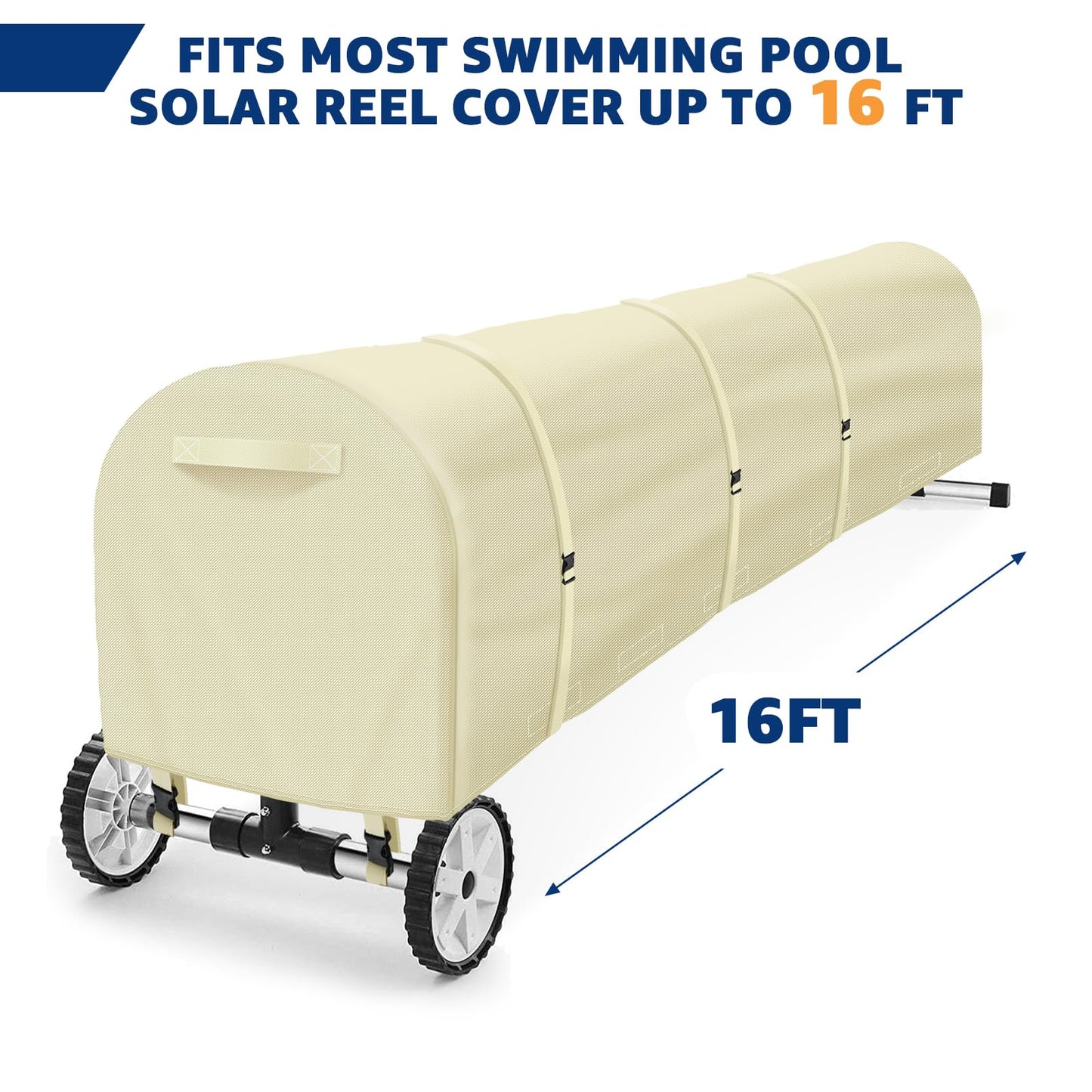 Swimming Pool Solar Reel Cover, 16Ft Heavy Duty Waterproof Solar Blanket Reel Cover, UV Resistant Solar Blanket Reel Roller Covers Swimming Pool Solar Reel Covers for Inground Pool, Begie