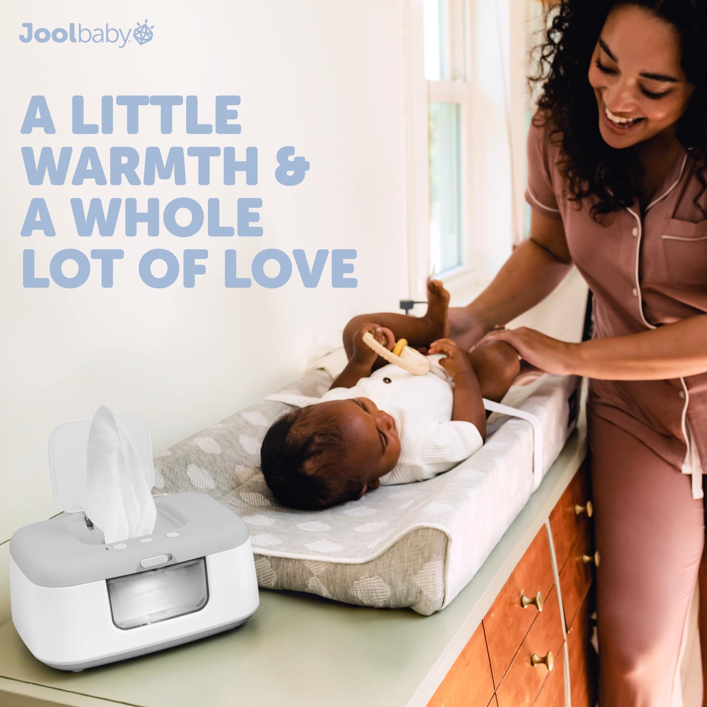 Jool Baby TinyBums Baby Wipe Warmer & Dispenser with LED Changing Light & On/Off Switch (Gray)