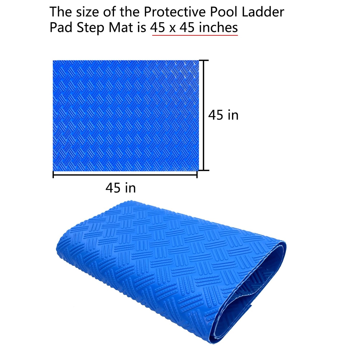 SKARUMMER Swimming Pool Ladder Mat - Protective Pool Ladder Pad Step Mat with Non-Slip Texture, Blue Medium Pool Step Mat 45 inch X 45 inch