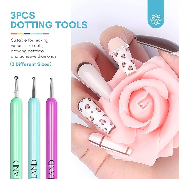 SAVILAND 6PCS Nail Art Brushes Set – Multifunctional Nail Brushes for Nail Art Nail Design Brush Gel Nail Brush for Nail Extension Nail Art Liner Brush 3 Sizes Dotting Tools for DIY