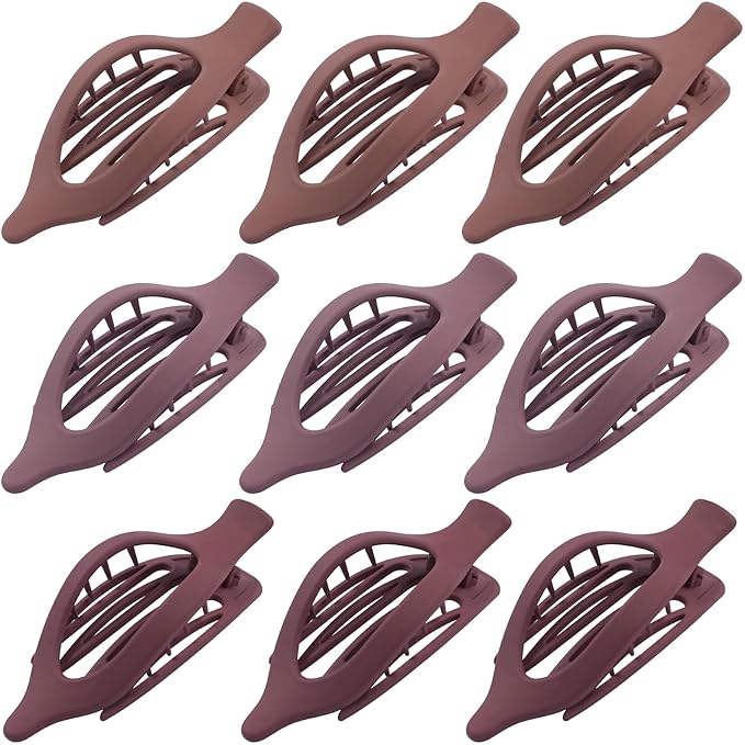 9 Pack Flat Hair Clips for Women, Matte Claw Clips for Thick & Thin Hair (Purple)