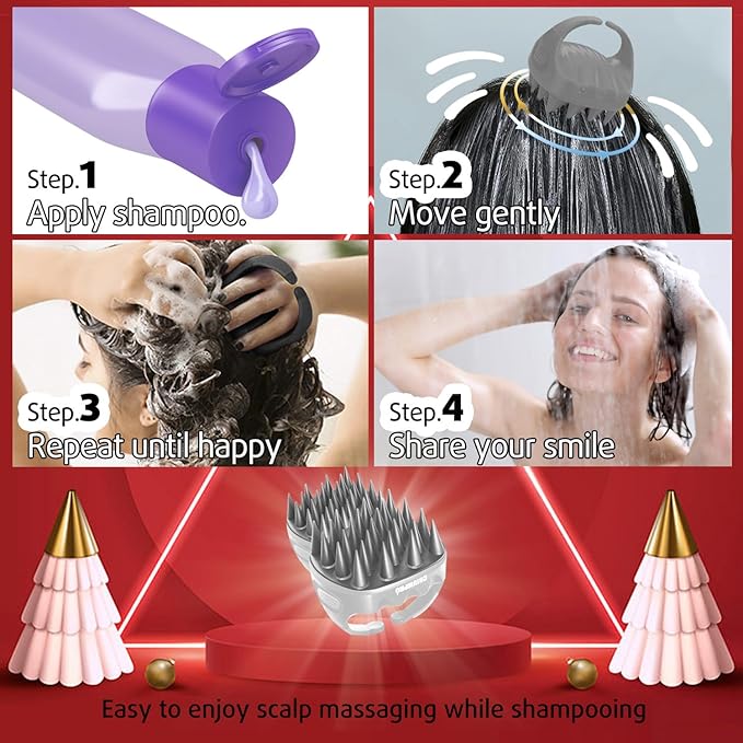 Cbiumpro 2-Pack Scalp Massager Shampoo Brush, Ultra Soft Silicone Scalp Scrubber Exfoliator Brush for Hair Growth & Dandruff Removal - 100% Fit All Hair Types